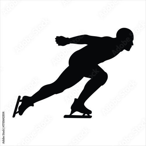 Dynamic silhouette of a speed skater in motion capturing athleticism and winter sports