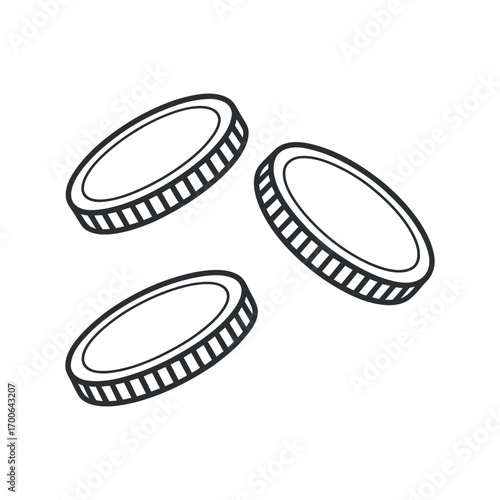 Hand Drawn Coins Illustration on White Background for Finance and Investment Concepts Design Element