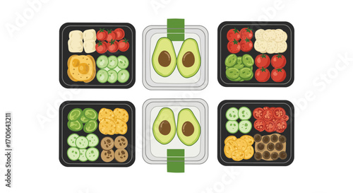 Meal Prep Containers with Fresh Ingredients