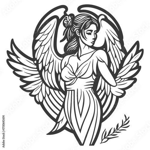 angel beauty girl illustration grey