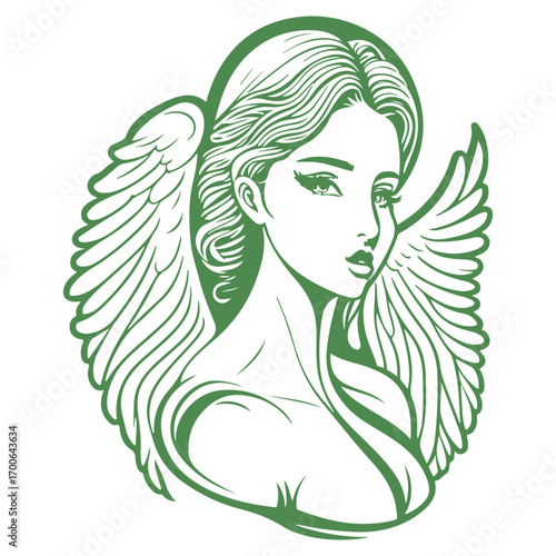 angel beauty girl illustration green