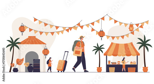 Traveler at a Tropical Market