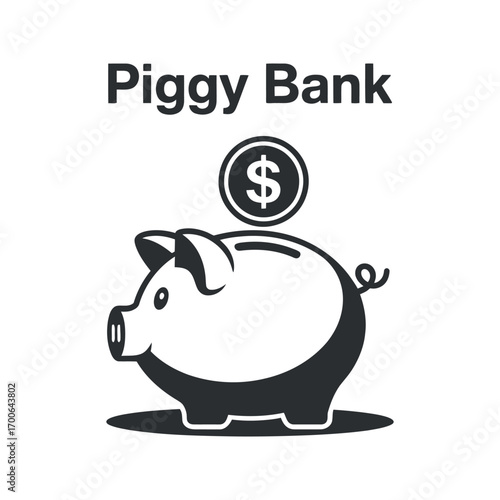 Piggy Bank Dollar Coin Vector Icon Savings Investment Concept Financial Growth Illustration Money Accumulation Design