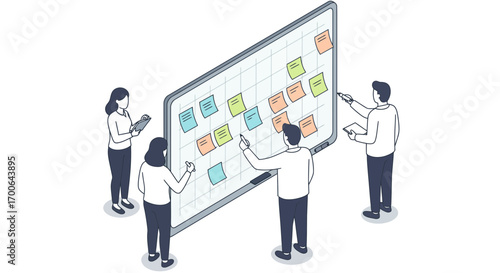 Team Collaboration on Whiteboard with Sticky Notes