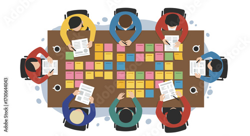 Team Meeting with Sticky Notes