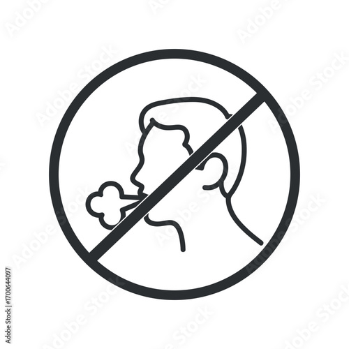 No Coughing Symbol in Dark Gray with Circle and Line on Transparent Background for Health Awareness