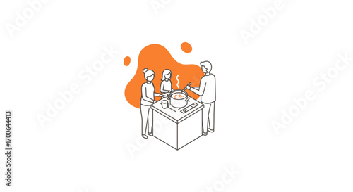 Family cooking together is a precious moment, creating a meal and memories around the table