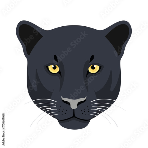 A majestic black panther gazes intently, its eyes holding a captivating allure. The clean lines of its form create a sense of strength and elegance