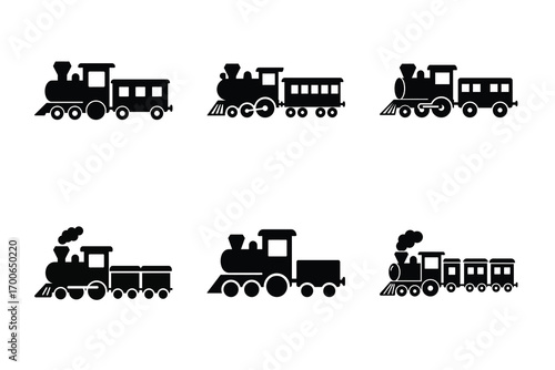 Toy train vector icon black color and white background