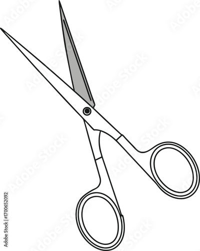 Modern Silver Scissors on Periwinkle Background: Clean Line Art Illustration