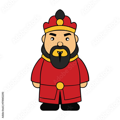 A vibrant depiction of the Chinese God of Wealth, holding gold ingots and symbols of prosperity, dressed in traditional robes, bringing fortune and abundance.
