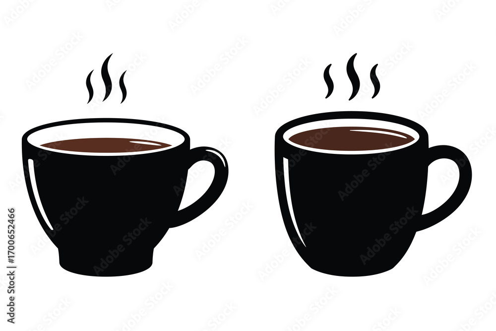 Obraz premium Hot chocolate cup vector icon set black color and white background 2