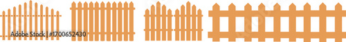 Wooden Fence Icon set. Classic Garden Fencing Symbol. Simple Wooden Fence cassic picket fence that embodies simplicity and security its clean lines and rustic charm.collection of Garden fence wooden.
