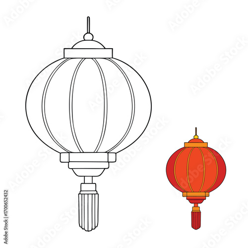 A delightful Chinese lantern lamp coloring page, featuring traditional hanging lanterns with intricate patterns, ready to bring vibrant colors and festive charm to life.
