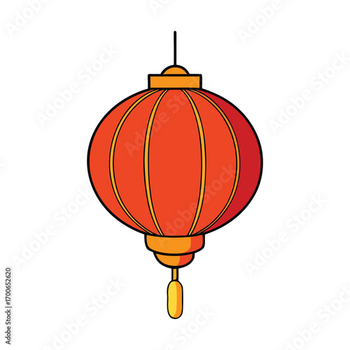A vibrant Chinese lantern lamp glowing warmly, adorned with intricate patterns, casting a festive, cultural ambiance perfect for celebrations or cozy decor.
