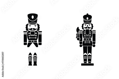 Nutcracker vector icon set, black color and white background
