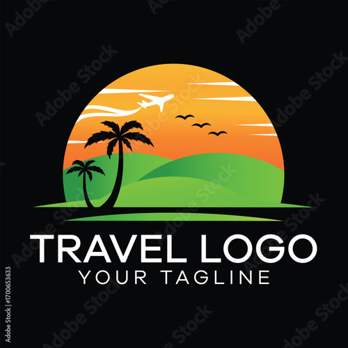 Creative travel logo design vector template. 