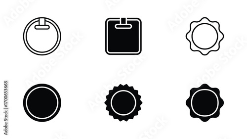 Vector art of collection of round badge icons, perfect for adding a touch of elegance and sophistication to your designs