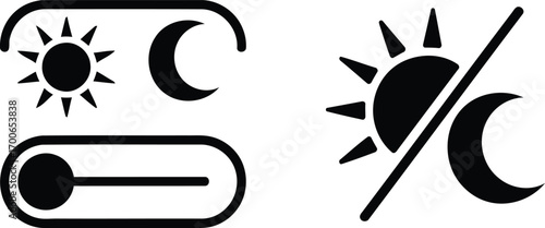 Brightness Settings Symbols Representing Control Over the Display's Light Levels and Adjustment Options for Day and Night Modes Featuring a Slider