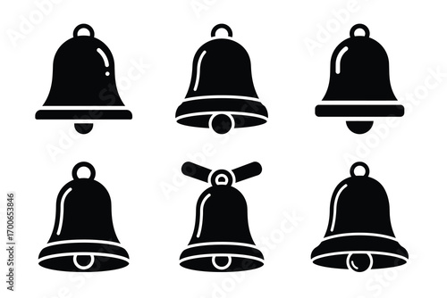 Sleigh bell vector icon black color and white background