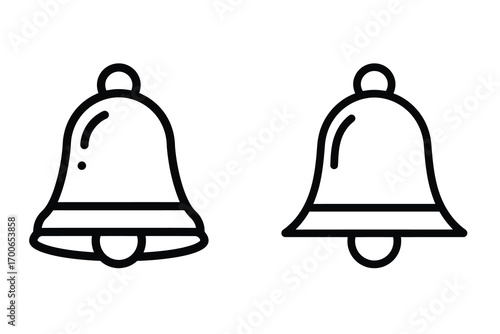 Sleigh bell vector line art icon black color and white background
