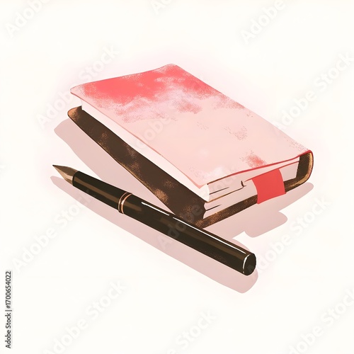 Pastel Notebook and Fountain Pen Illustration – Minimal Artistic Stationery