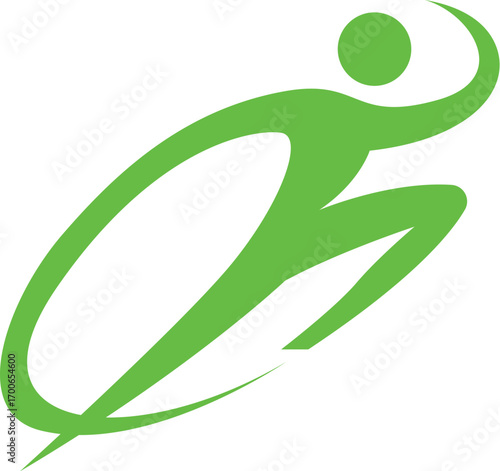 Abstract Running Athlete Vector Logo Design