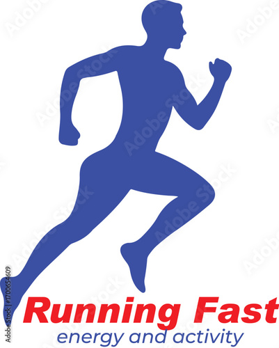 Abstract Running Athlete Vector Logo Design