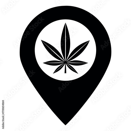 Marihuana leaf symbol, pointer marijuana or hemp icon, cannabis medical sign, weed drug vector illustration .