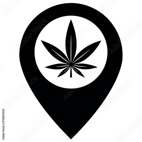 Marihuana leaf symbol, pointer marijuana or hemp icon, cannabis medical sign, weed drug vector illustration .