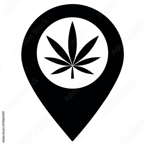 Marihuana leaf symbol, pointer marijuana or hemp icon, cannabis medical sign, weed drug vector illustration .