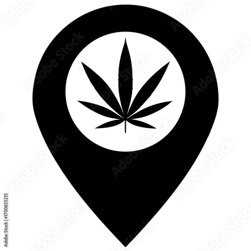 Marihuana leaf symbol, pointer marijuana or hemp icon, cannabis medical sign, weed drug vector illustration .