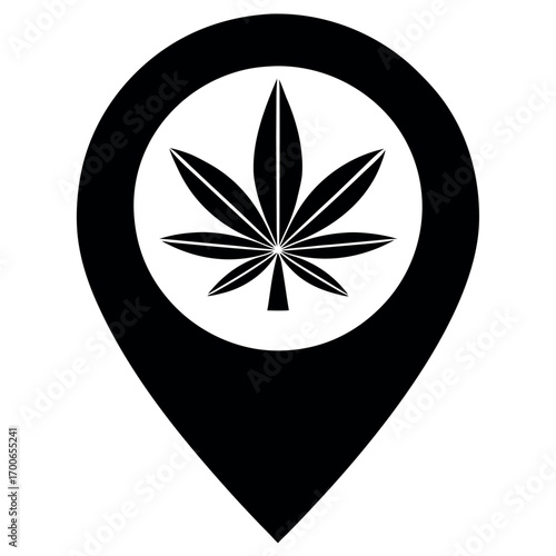 Marihuana leaf symbol, pointer marijuana or hemp icon, cannabis medical sign, weed drug vector illustration .
