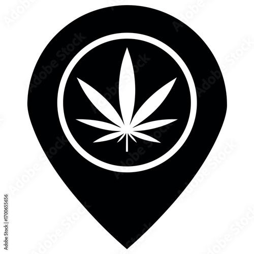 Marihuana leaf symbol, pointer marijuana or hemp icon, cannabis medical sign, weed drug vector illustration .