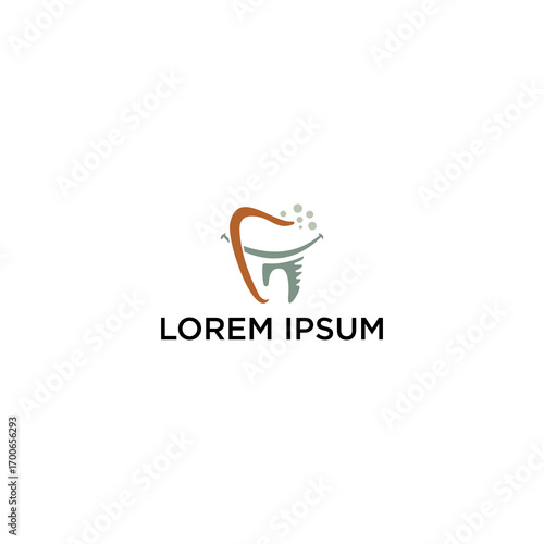 Dental logo featuring a stylized tooth with cleaning elements.