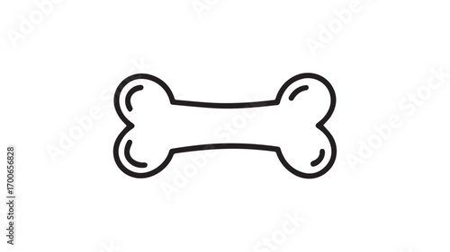 A simple black and white line drawing of a dog bone icon. 