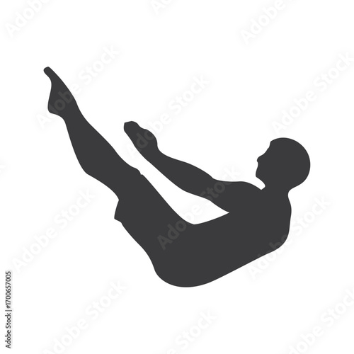 Pilates Silhouette: A minimalist silhouette of a person practicing pilates, highlighting the dedication to physical well-being, balance, and flexibility.