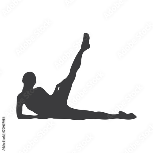 Dynamic Pilates: A silhouette captures a figure in mid-movement. Illustrating fitness, balance, and flexibility.