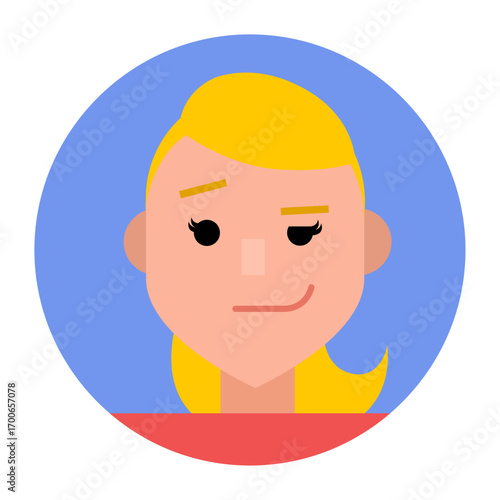 Skeptical Woman's Portrait: A minimalist illustrated depiction of a woman with a hint of skepticism, in a playful, approachable style against a simple, solid background.