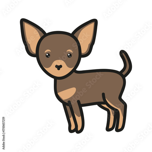 Charming Chihuahua: Adorable chihuahua puppy stands out with its alert expression. It's captured in a heartwarming illustration style, capturing its innocent gaze and playful demeanor.