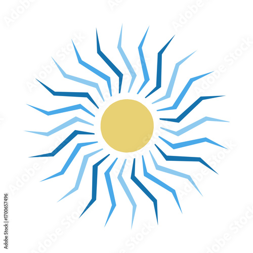 Abstract Sun: An abstract depiction of the sun, radiating a sense of warmth and energy.  Its clean lines and simple design evoke a feeling of optimism and the vitality of nature.