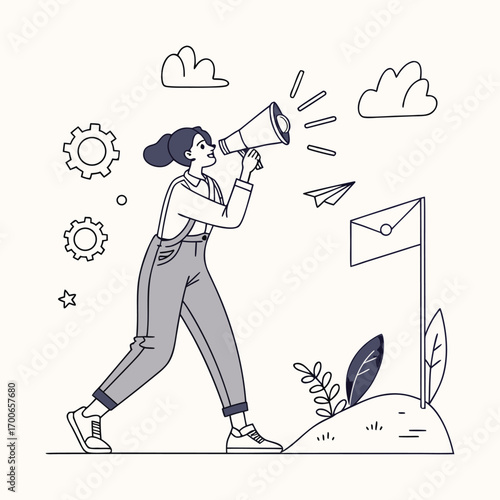 Digital Marketing Strategy — Flat Minimal Pastel Vectors of Campaign Tools and Ideas