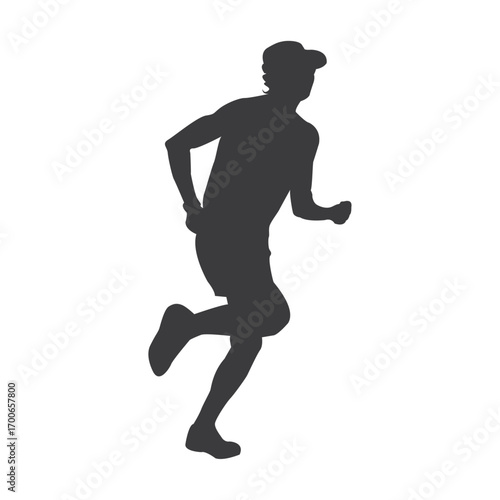 Energetic Silhouette: A dynamic silhouette of a man sprinting with determination, showcasing his powerful strides and dedicated form, captured in a moment of focused action.
