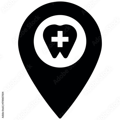 Grey Dental clinic location icon vector
