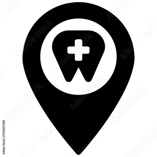 Grey Dental clinic location icon vector