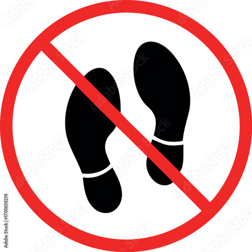 No shoes sign icon Graphic illustration. Warning vector symbol.