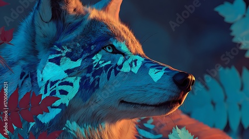 Stunning wolf artwork glowing with brilliance high resolution picture