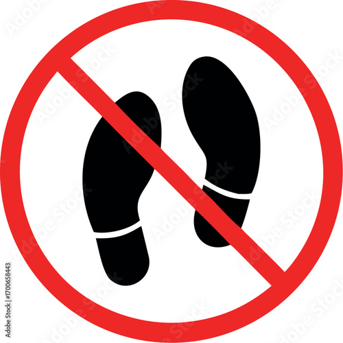 No shoes sign icon Graphic illustration. Warning vector symbol.
