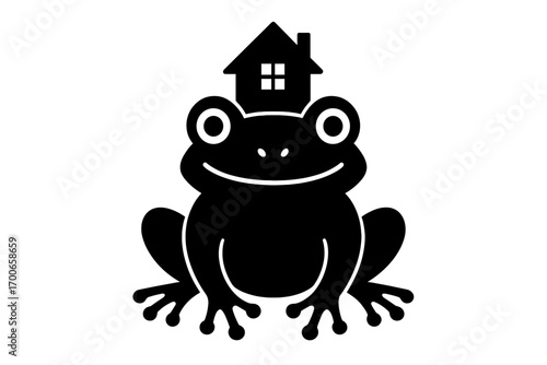 Vector Illustration of Frog with House Icon