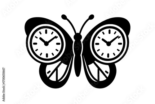 Vector Illustration of Butterfly Clock Icon
